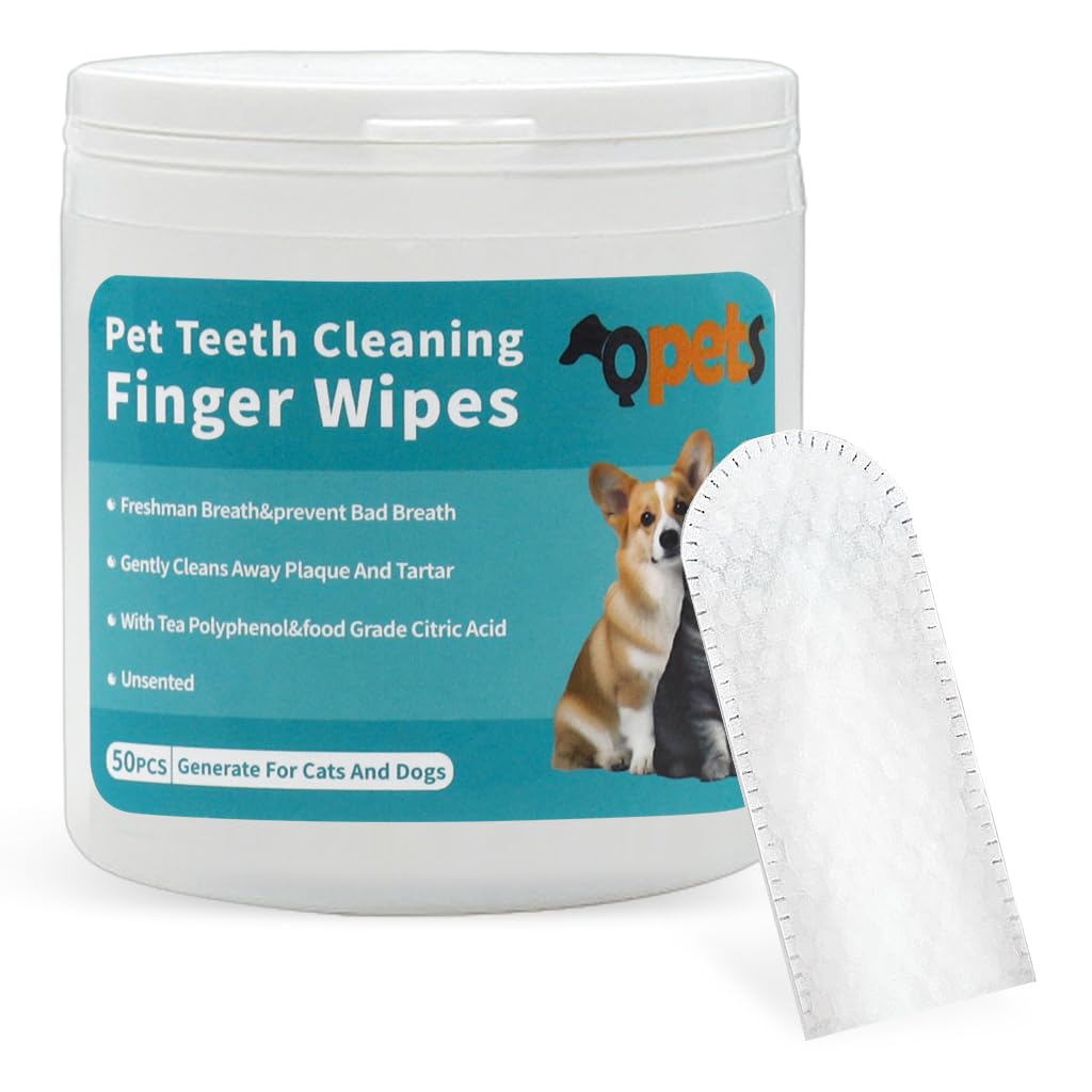 Qpets 50 Pcs Pet Wet Wipes, Disposable Dog Finger Toothbrush Cot Wipes Cat Teeth Cleaning Cover Finger Wet Wipes, Non-Woven Teeth Cleaning Wet Wipes Protecting Cat Dog Dental Health Oral Care Qpets 50 Pcs Pet Wet Wipes, Disposable Dog Finger Toothbrush Cot Wipes Cat Teeth Cleaning Cover Finger Wet Wipes, Non-Woven Teeth Cleaning Wet Wipes Protecting Cat Dog Dental Health Oral Care